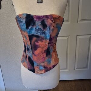 Multicolor Tie-Dye Corset Top